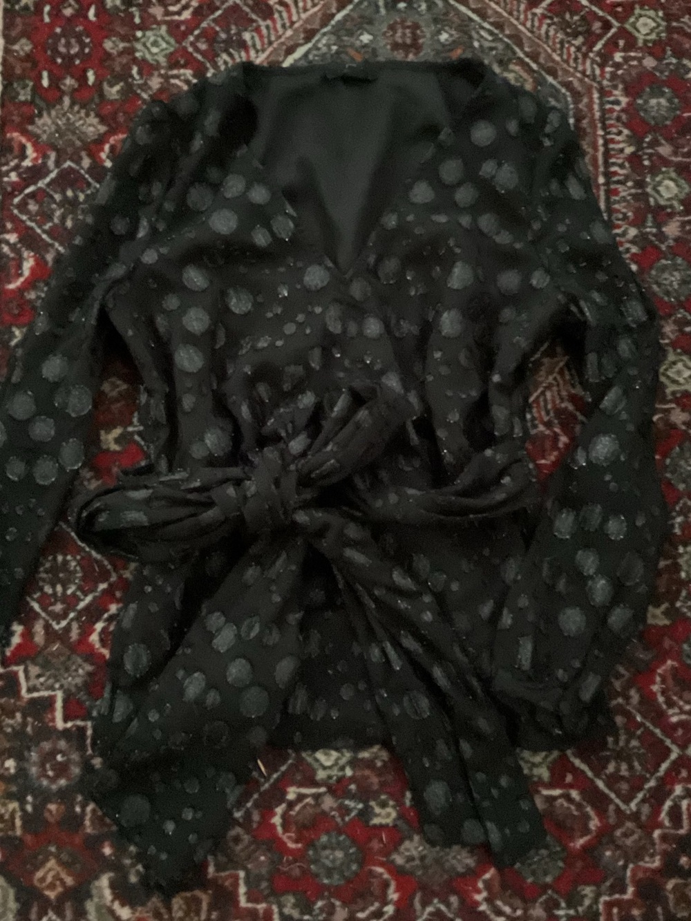 J. Crew Black Polka Dot Wrap Blouse
